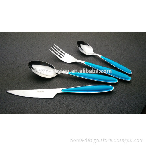 double injection high quality mirror polish plastic handle cutlery set